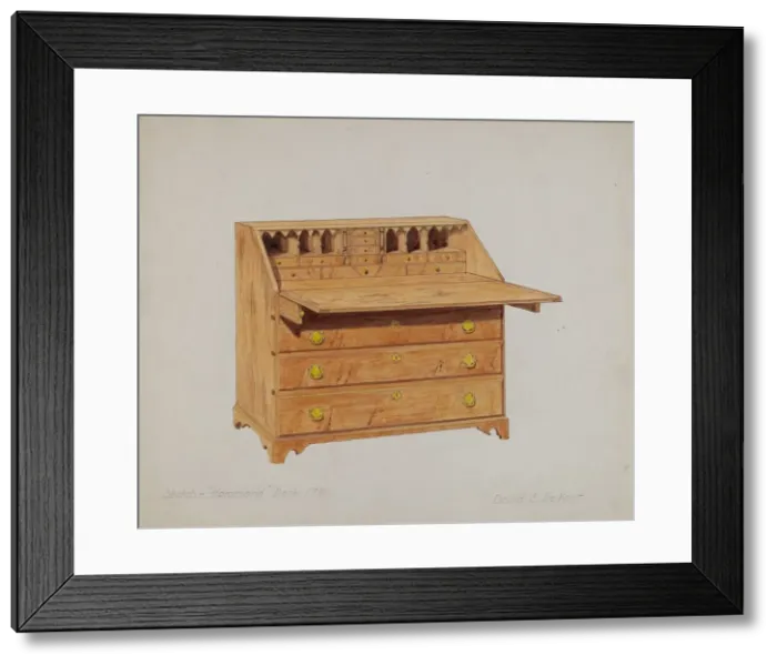 Framed Print : Desk, 1935 / 1942. Creator: Davids De Vault Framed Print : Desk, 1935 / 1942. Creator: Davids De Vault