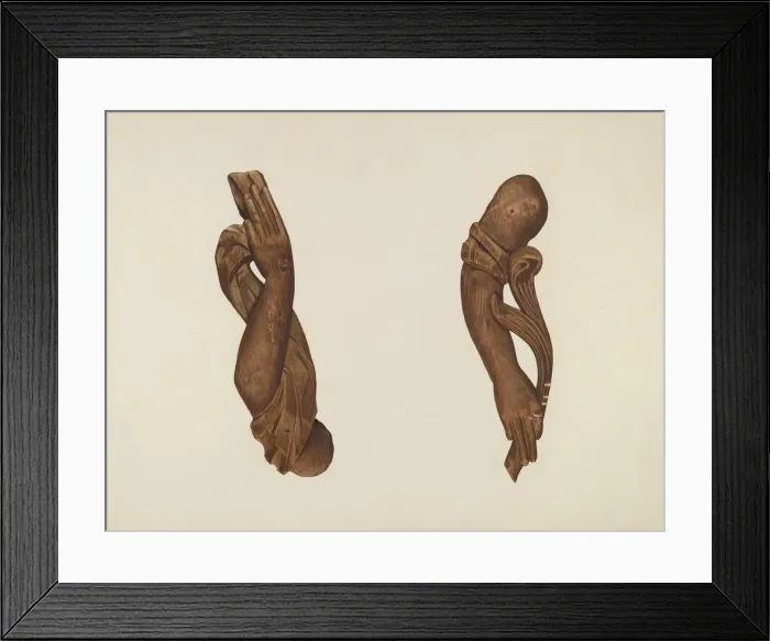 Framed Print : Pair of Carved Wooden Arms, c. 1937. Creator: John Davis Framed Print : Pair of Carved Wooden Arms, c. 1937. Creator: John Davis