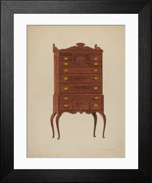 Framed Print : Highboy, c. 1941. Creator: Davids De Vault Framed Print : Highboy, c. 1941. Creator: Davids De Vault