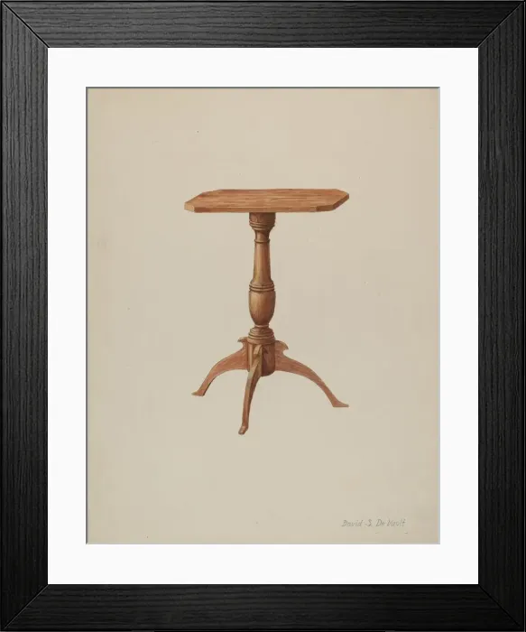 Framed Print : Candle Table, c. 1940. Creator: Davids De Vault Framed Print : Candle Table, c. 1940. Creator: Davids De Vault