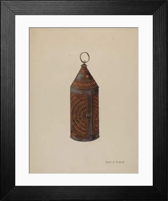 Framed Print : Tin Lantern, c. 1941. Creator: Davids De Vault Framed Print : Tin Lantern, c. 1941. Creator: Davids De Vault