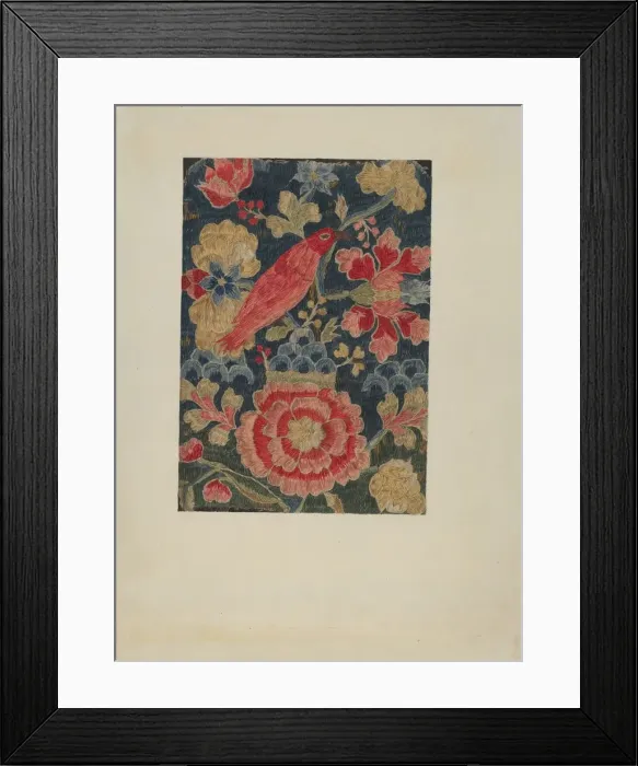 Framed Print : Crewel Embroidered Panel, c. 1937. Creator: Phyllis Dorr Framed Print : Crewel Embroidered Panel, c. 1937. Creator: Phyllis Dorr