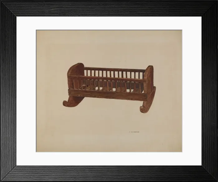Framed Print : Doll Cradle, c. 1940. Creator: Clarence W Dawson Framed Print : Doll Cradle, c. 1940. Creator: Clarence W Dawson