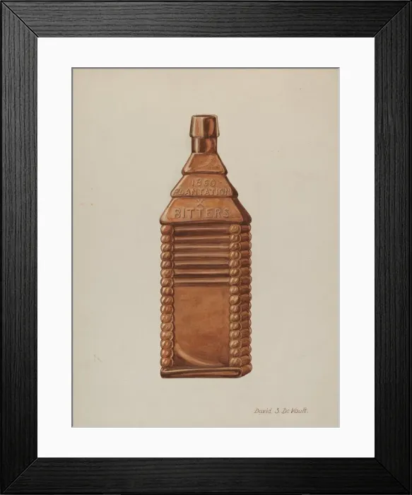 Framed Print : Log Cabin Flask, c. 1941. Creator: Davids De Vault Framed Print : Log Cabin Flask, c. 1941. Creator: Davids De Vault