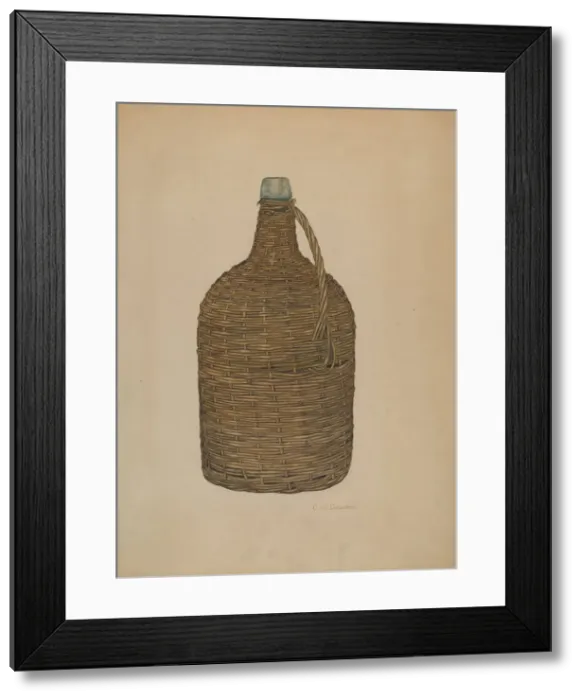 Framed Print : Wicker Demijohn, c. 1940. Creator: Clarence W Dawson Framed Print : Wicker Demijohn, c. 1940. Creator: Clarence W Dawson
