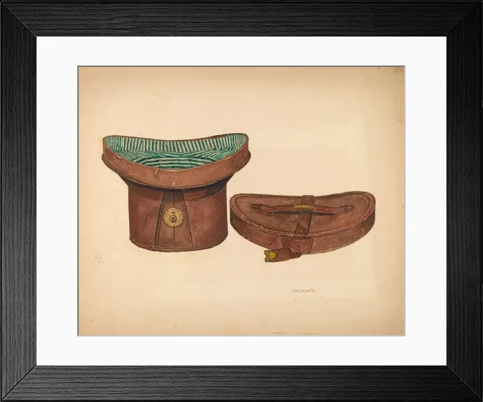 Framed Print : Leather Hat Box, c. 1940. Creator: Clarence W Dawson Framed Print : Leather Hat Box, c. 1940. Creator: Clarence W Dawson