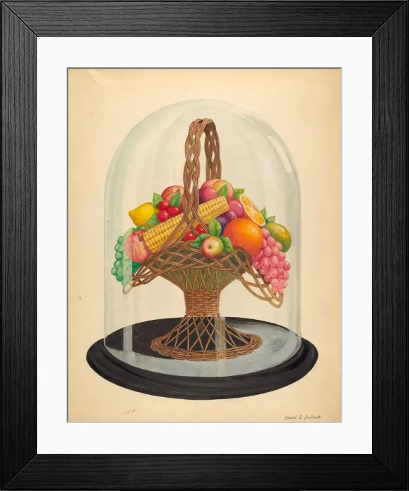 Framed Print : Ornament, Wax Fruit under Glass Globe, 1935 / 1942. Creator: Davids De Vault Framed Print : Ornament, Wax Fruit under Glass Globe, 1935 / 1942. Creator: Davids De Vault