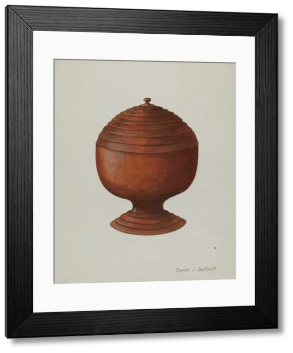Framed Print : Wood Sugar Bowl, c. 1941. Creator: Davids De Vault Framed Print : Wood Sugar Bowl, c. 1941. Creator: Davids De Vault