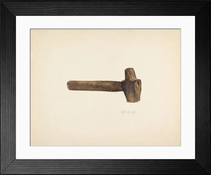 Framed Print : Blacksmiths Hammer, c. 1940. Creator: Ethel Dougan Framed Print : Blacksmiths Hammer, c. 1940. Creator: Ethel Dougan