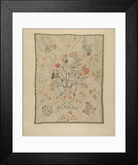 Framed Print : Crewel Wall Hanging, c. 1937. Creator: Isabelle De Strange Framed Print : Crewel Wall Hanging, c. 1937. Creator: Isabelle De Strange