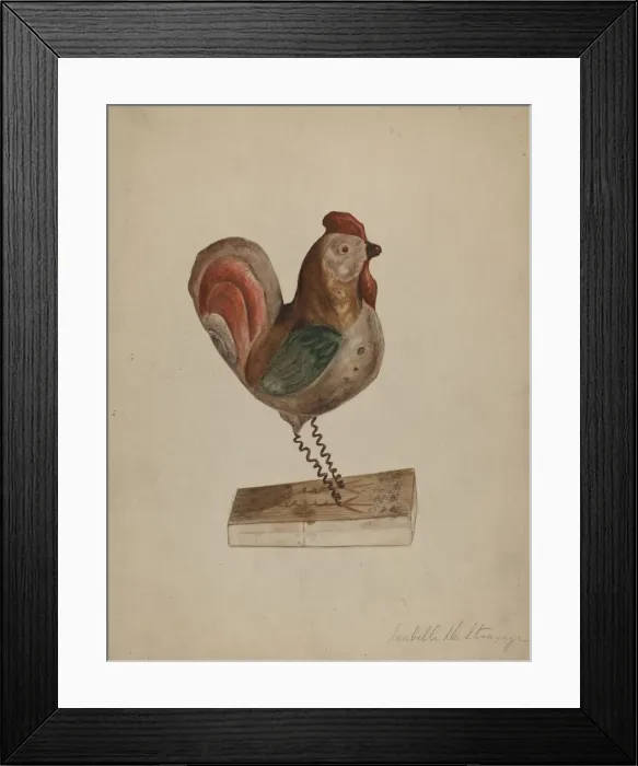 Framed Print : Pa. German Toy Rooster with Bellows, 1935 / 1942. Creator: Isabelle De Strange Framed Print : Pa. German Toy Rooster with Bellows, 1935 / 1942. Creator: Isabelle De Strange