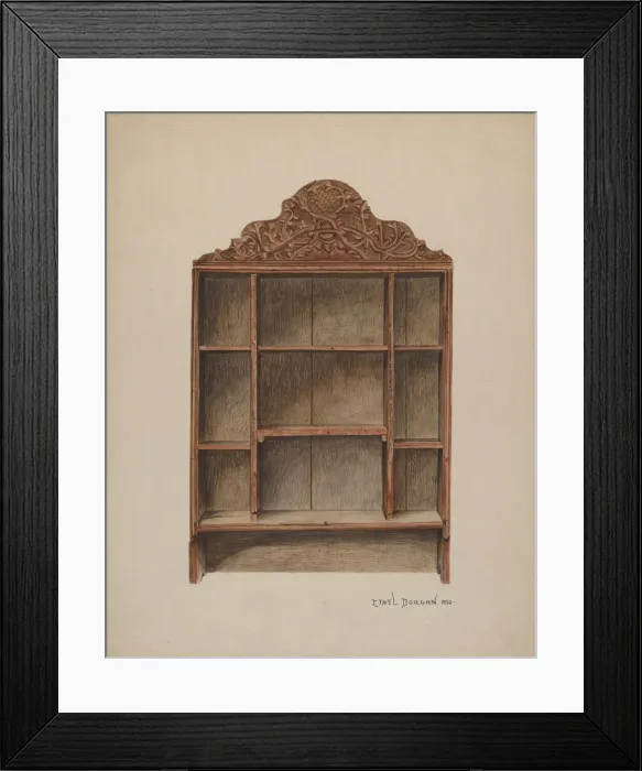 Framed Print : Hand Carved Cabinet, 1938. Creator: Ethel Dougan Framed Print : Hand Carved Cabinet, 1938. Creator: Ethel Dougan