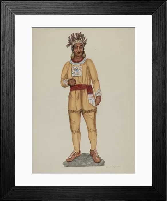 Framed Print : Cigar Store Indian, c. 1937. Creator: Ethel Dougan Framed Print : Cigar Store Indian, c. 1937. Creator: Ethel Dougan