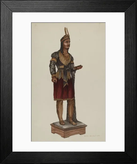Framed Print : Cigar Store Indian, 1937. Creator: Ethel Dougan Framed Print : Cigar Store Indian, 1937. Creator: Ethel Dougan