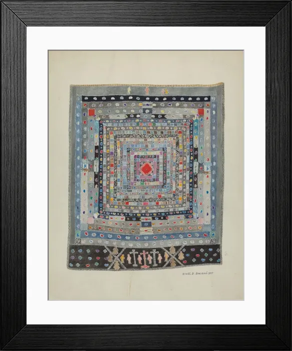 Framed Print : Pieced Bed Cover, 1937. Creator: Ethel Dougan Framed Print : Pieced Bed Cover, 1937. Creator: Ethel Dougan