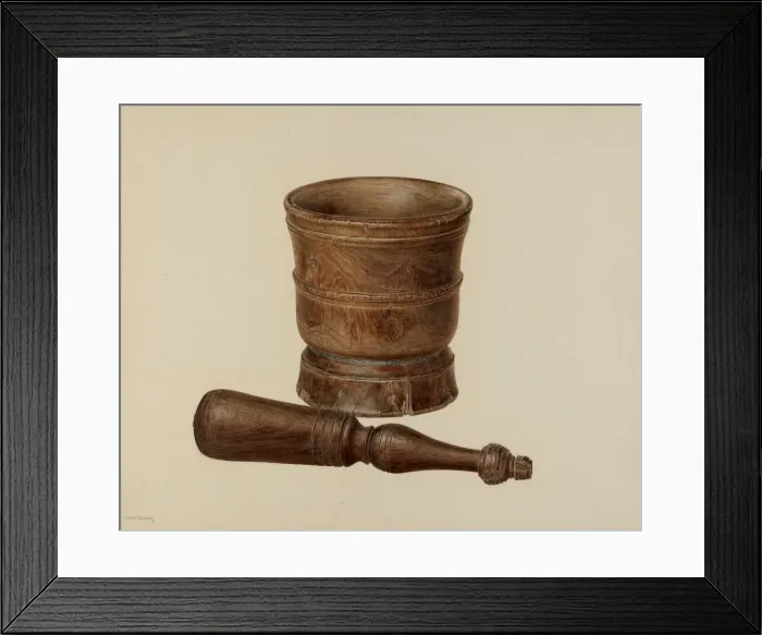 Framed Print : Mortar and Pestle, c. 1940. Creator: Hester Duany Framed Print : Mortar and Pestle, c. 1940. Creator: Hester Duany