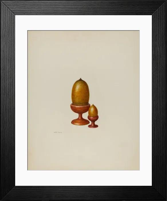Framed Print : Pa. German Wooden Acorns, c. 1941. Creator: Hester Duany Framed Print : Pa. German Wooden Acorns, c. 1941. Creator: Hester Duany