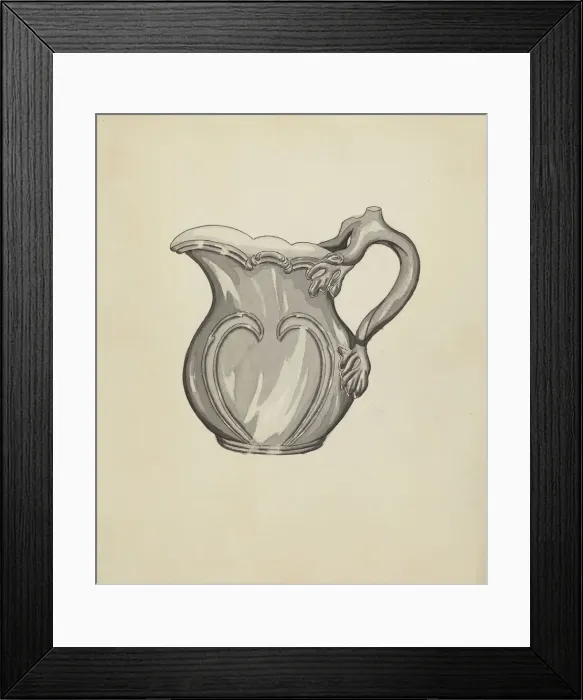 Framed Print : Silver Plated Water Pitcher, c. 1936. Creator: Ellen Duncan Framed Print : Silver Plated Water Pitcher, c. 1936. Creator: Ellen Duncan