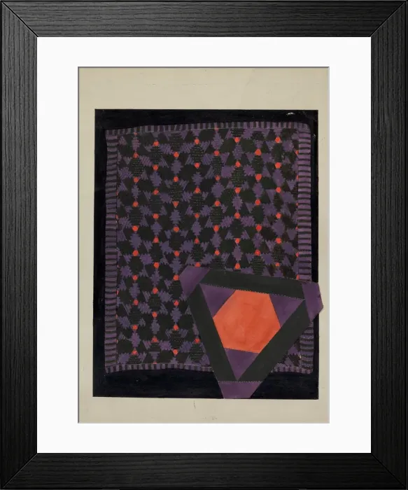 Framed Print : Patchwork Quilt and Detail, c. 1936. Creator: Ellen Duncan Framed Print : Patchwork Quilt and Detail, c. 1936. Creator: Ellen Duncan