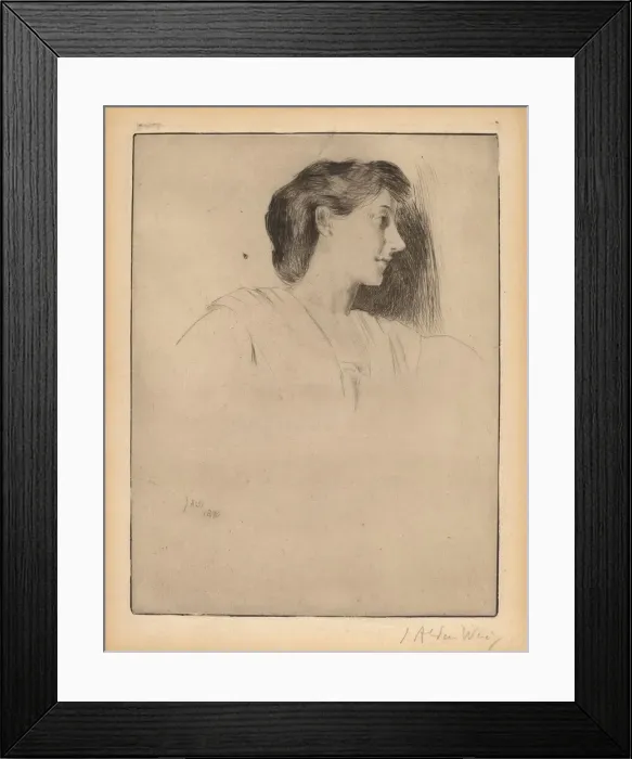 Framed Print : Profile Head of a Woman, 1890. Creator: Julian Alden Weir Framed Print : Profile Head of a Woman, 1890. Creator: Julian Alden Weir