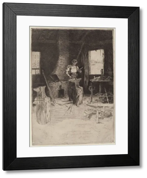 Framed Print : The Blacksmiths Shop. Creator: Julian Alden Weir Framed Print : The Blacksmiths Shop. Creator: Julian Alden Weir