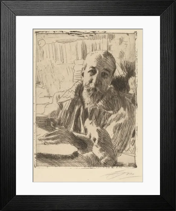 Framed Print : Anatole France, 1906. Creator: Anders Leonard Zorn Framed Print : Anatole France, 1906. Creator: Anders Leonard Zorn