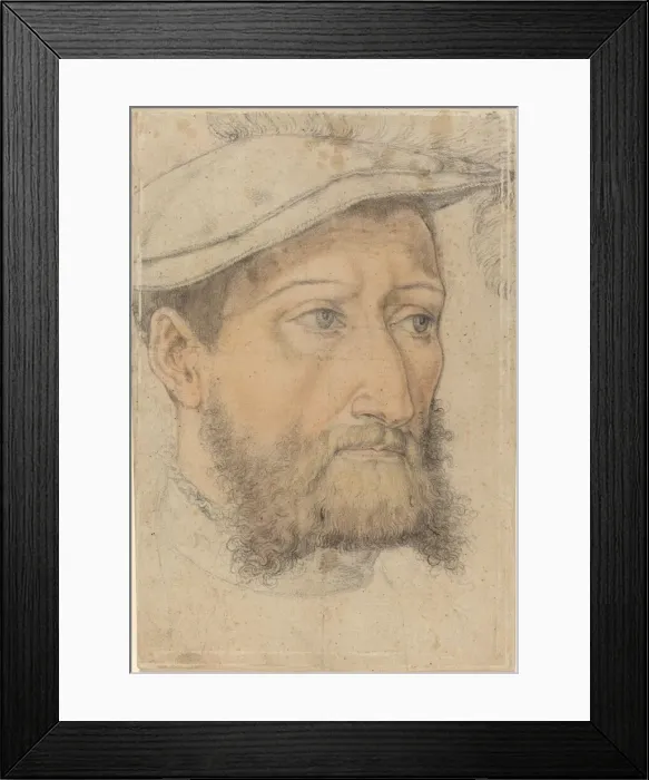 Framed Print : Portrait of a Bearded Man with a Beret, c. 1540. Creator: Heinrich Aldegrever Framed Print : Portrait of a Bearded Man with a Beret, c. 1540. Creator: Heinrich Aldegrever