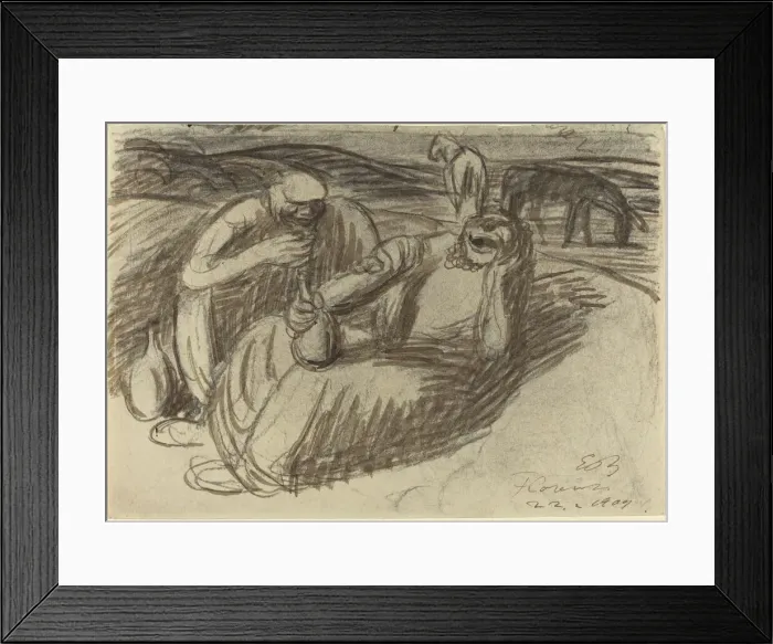 Framed Print : Italian Peasants with Wine Flasks, 1909. Creator: Ernst Barlach Framed Print : Italian Peasants with Wine Flasks, 1909. Creator: Ernst Barlach