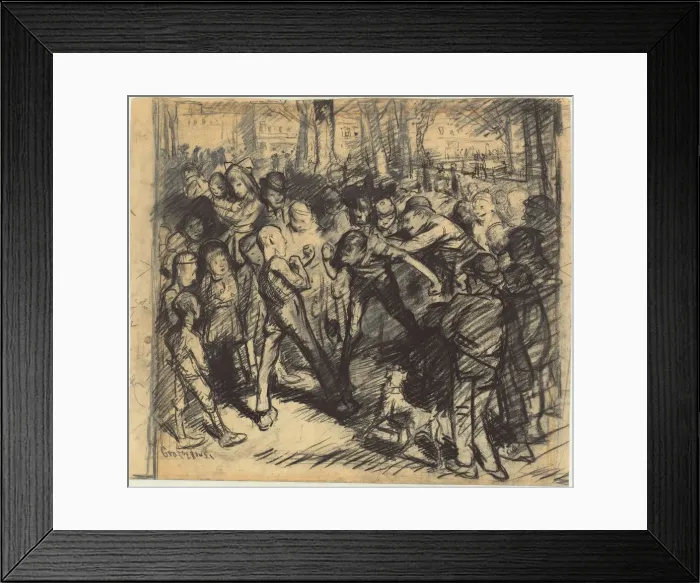Framed Print : Street Fight [recto], 1907. Creator: George Wesley Bellows