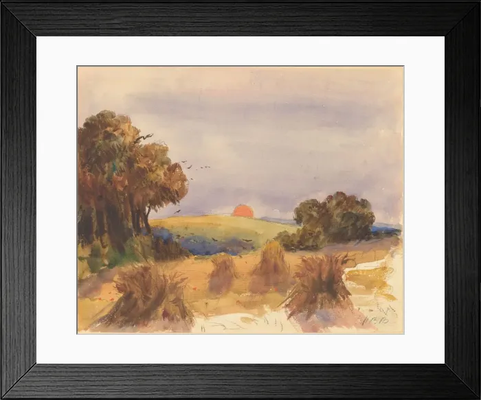 Framed Print : A Cornfield at Sunset. Creator: Hercules Brabazon Brabazon Framed Print : A Cornfield at Sunset. Creator: Hercules Brabazon Brabazon