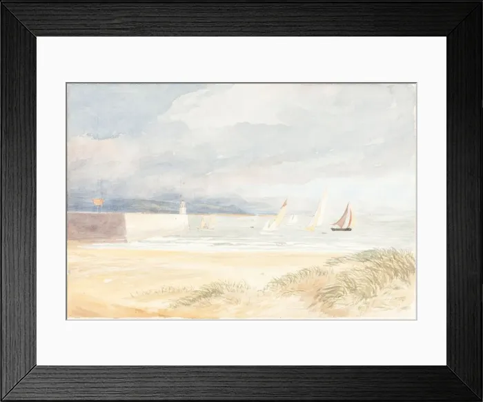 Framed Print : Shore Scene with Sailboats (Portland, Dorset?), 1822 / 1839?. Creator: James Bulwer Framed Print : Shore Scene with Sailboats (Portland, Dorset?), 1822 / 1839?. Creator: James Bulwer