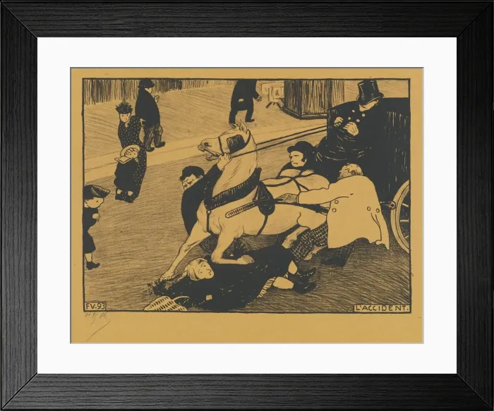 Framed Print : L Accident (The Accident), 1893. Creator: Felix Vallotton Framed Print : L Accident (The Accident), 1893. Creator: Felix Vallotton