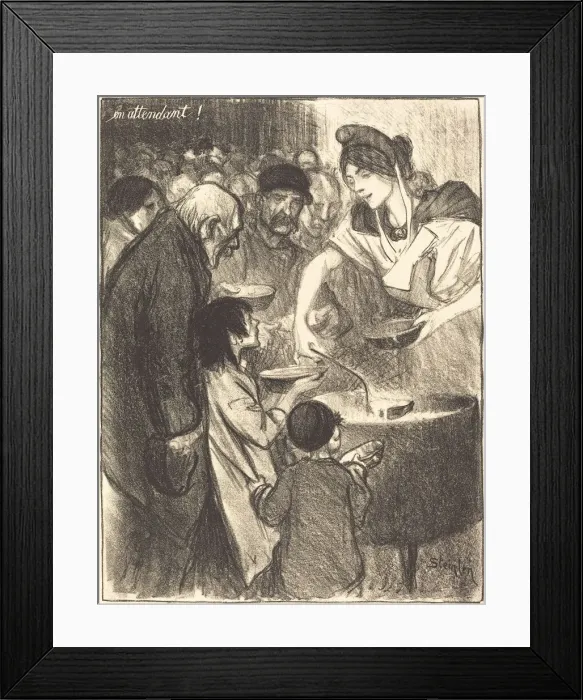 Framed Print : Waiting (En attendant), 1895. Creator: Theophile Alexandre Steinlen Framed Print : Waiting (En attendant), 1895. Creator: Theophile Alexandre Steinlen