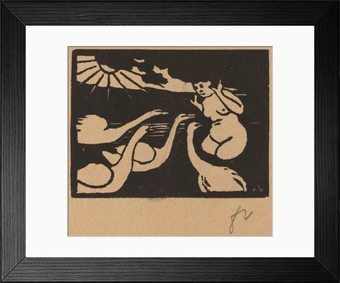 Framed Print : Bather with Swans (La baigneuse aux cygnes), 1893. Creator: Felix Vallotton Framed Print : Bather with Swans (La baigneuse aux cygnes), 1893. Creator: Felix Vallotton