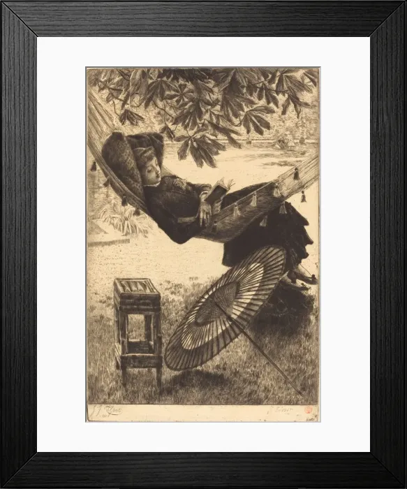 Framed Print : The Hammock (Le hamac), 1880. Creator: James Tissot Framed Print : The Hammock (Le hamac), 1880. Creator: James Tissot