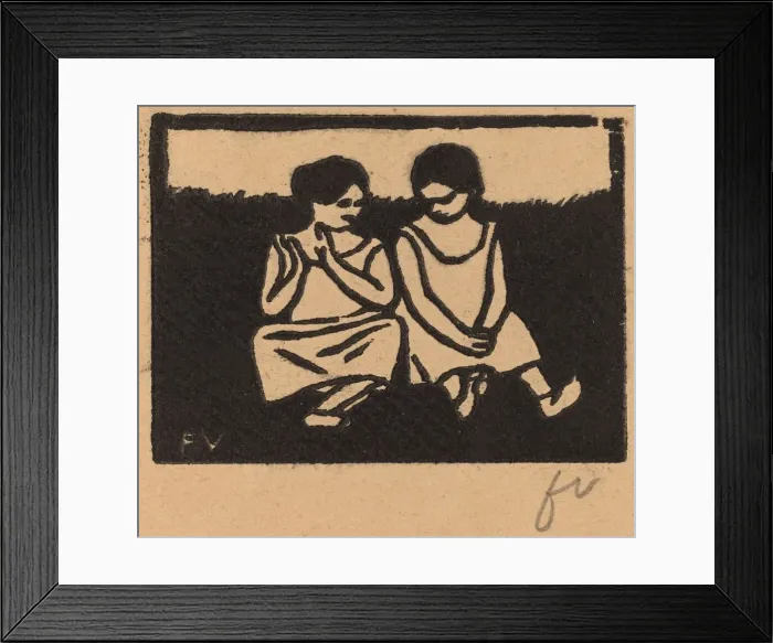 Framed Print : Two Girls in Chemises (Deux fillettes en chemise), 1893. Creator: Felix Vallotton Framed Print : Two Girls in Chemises (Deux fillettes en chemise), 1893. Creator: Felix Vallotton