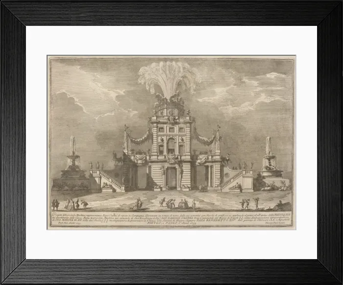 Framed Print : A Royal Hunt Casino in the Countryside, for the Chinea'Festival, 1755 Framed Print : A Royal Hunt Casino in the Countryside, for the Chinea'Festival, 1755