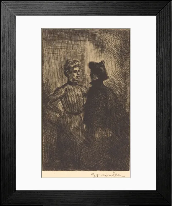 Framed Print : The Encounter (Recontre), 1902. Creator: Theophile Alexandre Steinlen Framed Print : The Encounter (Recontre), 1902. Creator: Theophile Alexandre Steinlen