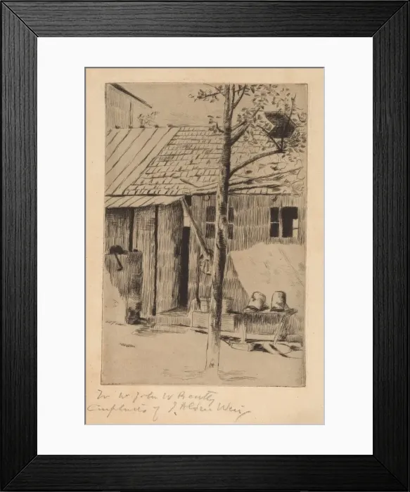 Framed Print : Dooryard, Buckets and Tree. Creator: Julian Alden Weir Framed Print : Dooryard, Buckets and Tree. Creator: Julian Alden Weir