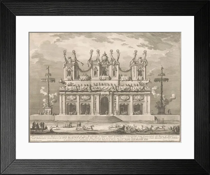 Framed Print : The Seconda Macchina for the Chinea of 1765: A Decorated Building with Cockaigne Poles Framed Print : The Seconda Macchina for the Chinea of 1765: A Decorated Building with Cockaigne Poles