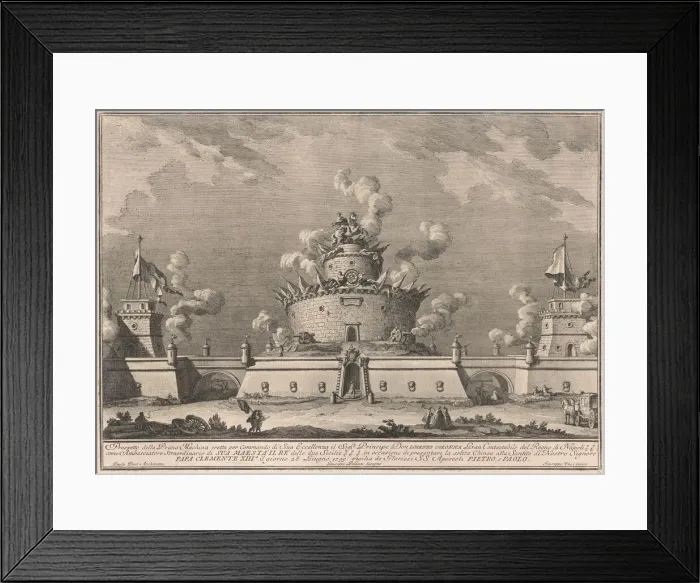 Framed Print : The Prima Macchina for the Chinea of 1759: A Fortress, 1759. Creator: Giuseppe Vasi Framed Print : The Prima Macchina for the Chinea of 1759: A Fortress, 1759. Creator: Giuseppe Vasi