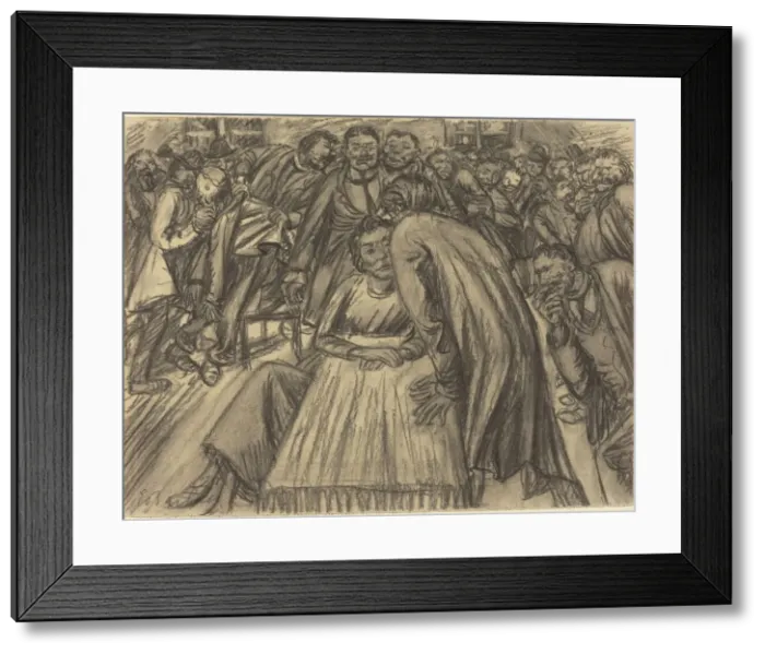 Framed Print : The Couple in the Crowd, 1917. Creator: Ernst Barlach Framed Print : The Couple in the Crowd, 1917. Creator: Ernst Barlach
