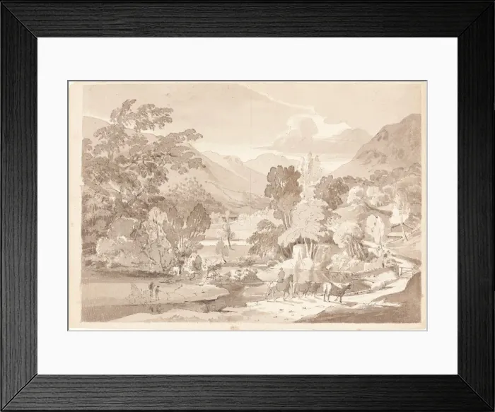 Framed Print : A Mountainous Landscape, first half 19th century. Creator: Unknown Framed Print : A Mountainous Landscape, first half 19th century. Creator: Unknown