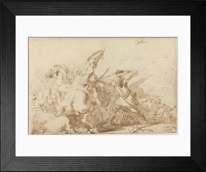 Framed Print : A Battle between Oriental Cavalry and Soldiers, 1636. Creator: Johann Wilhelm Baur Framed Print : A Battle between Oriental Cavalry and Soldiers, 1636. Creator: Johann Wilhelm Baur