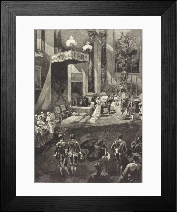 Framed Print : La Naissance d une Enfante, 1882. Creator: Daniel Urrabieta Vierge Framed Print : La Naissance d une Enfante, 1882. Creator: Daniel Urrabieta Vierge