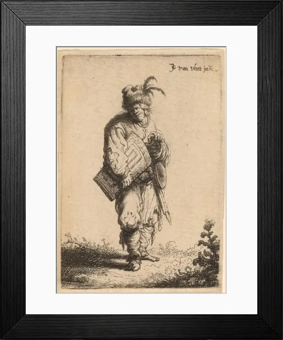 Framed Print : The Hurdy-Gurdy Player, 1632. Creator: Jan Georg van Vliet
