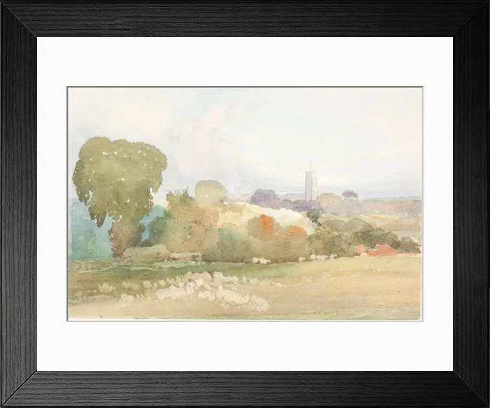 Framed Print : Landscape with Church Steeple, 1828. Creator: James Bulwer Framed Print : Landscape with Church Steeple, 1828. Creator: James Bulwer