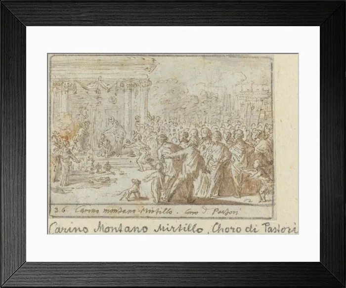 Framed Print : Chorus of Shepherds: Carino, Montano and Mirtillo, 1640. Creator: Johann Wilhelm Baur Framed Print : Chorus of Shepherds: Carino, Montano and Mirtillo, 1640. Creator: Johann Wilhelm Baur