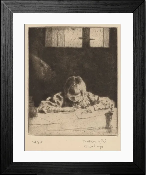 Framed Print : The Little Student, 1890. Creator: Julian Alden Weir Framed Print : The Little Student, 1890. Creator: Julian Alden Weir