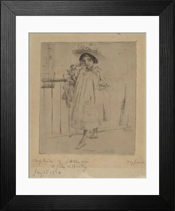Framed Print : Young Girl with Large Hat, 1893. Creator: Julian Alden Weir Framed Print : Young Girl with Large Hat, 1893. Creator: Julian Alden Weir